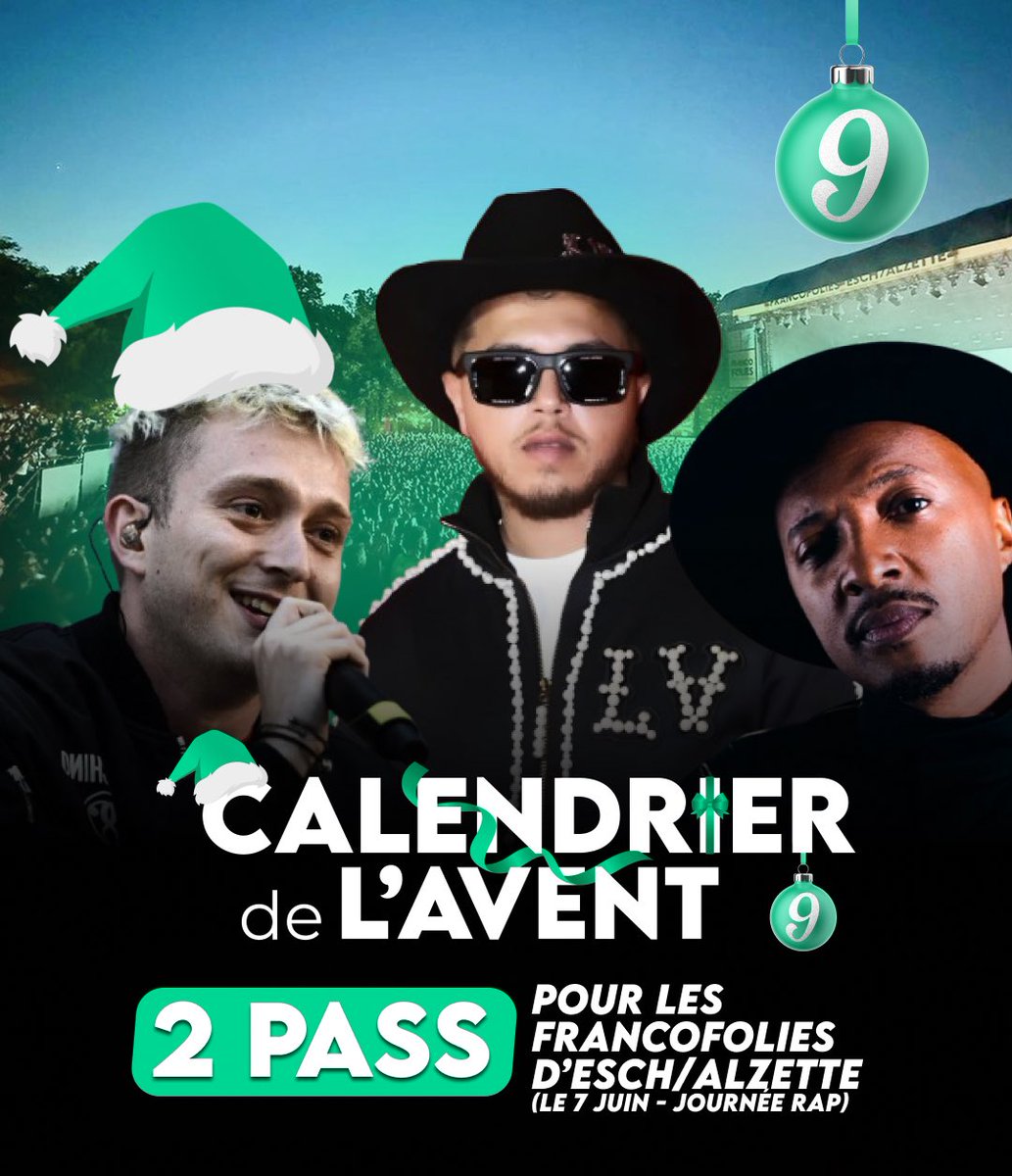 _RapMinute's tweet photo. Gagne 2 places pour les Francofolies d’Esch/Alzette avec Hamza, Vald, Soprano…🤯🇱🇺

RT + FOLLOW @_RapMinute 💚 https://t.co/DtPdHz0u4d
