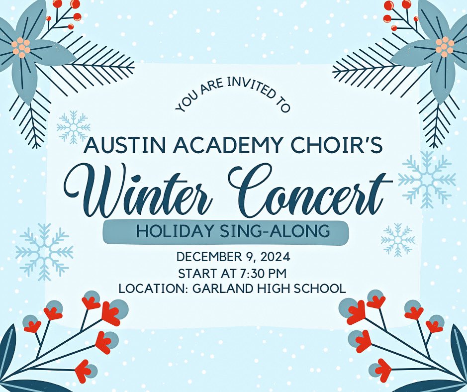 AAEChoir's tweet photo. ✨See you tonight for our Winter Concert
7:30pm at Garland High School🕯️
#choir 
#music 
#GarlandUSA 
#choirlife
#austinacademy
#aaechoir
#austinchoir https://t.co/9N8BKbaVDd
