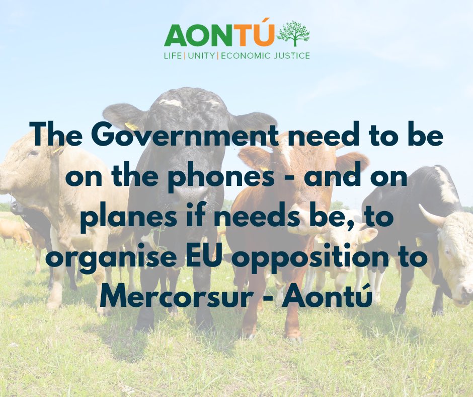 The opposition to the devastating Mercorsur trade deal needs to be more than cynical words - the Government need to gear up to defend Irish farmers. 👇

aontu.ie/mercorsur-oppo…