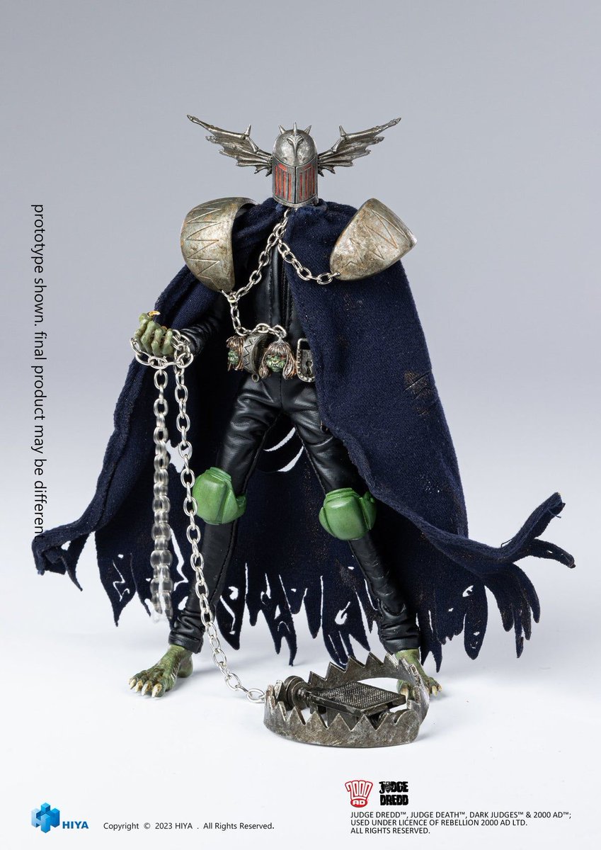 Tokullector's tweet photo. #JudgeDread's Judge Fear is joining HIYA Toys' Exquisite Super line late next year! The 1/12 scale figure includes optional hands, 3 alternate faces and replacement head with double door helmet as well! https://t.co/LKa5CbF9Xx