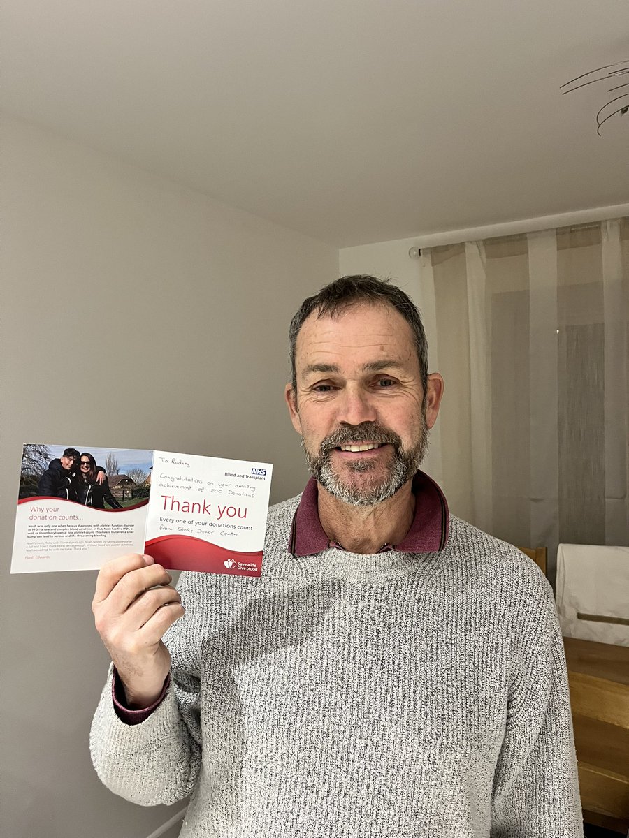 200 <a href="/GiveBloodNHS/">Give Blood NHS 🩸🩹</a> donations! What an achievement! Will have saved so many lives over the years <a href="/rod_jones10/">Rod Jones</a>! ❤️🩸👏🏼
