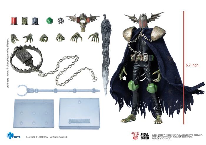Tokullector's tweet photo. #JudgeDread's Judge Fear is joining HIYA Toys' Exquisite Super line late next year! The 1/12 scale figure includes optional hands, 3 alternate faces and replacement head with double door helmet as well! https://t.co/LKa5CbF9Xx