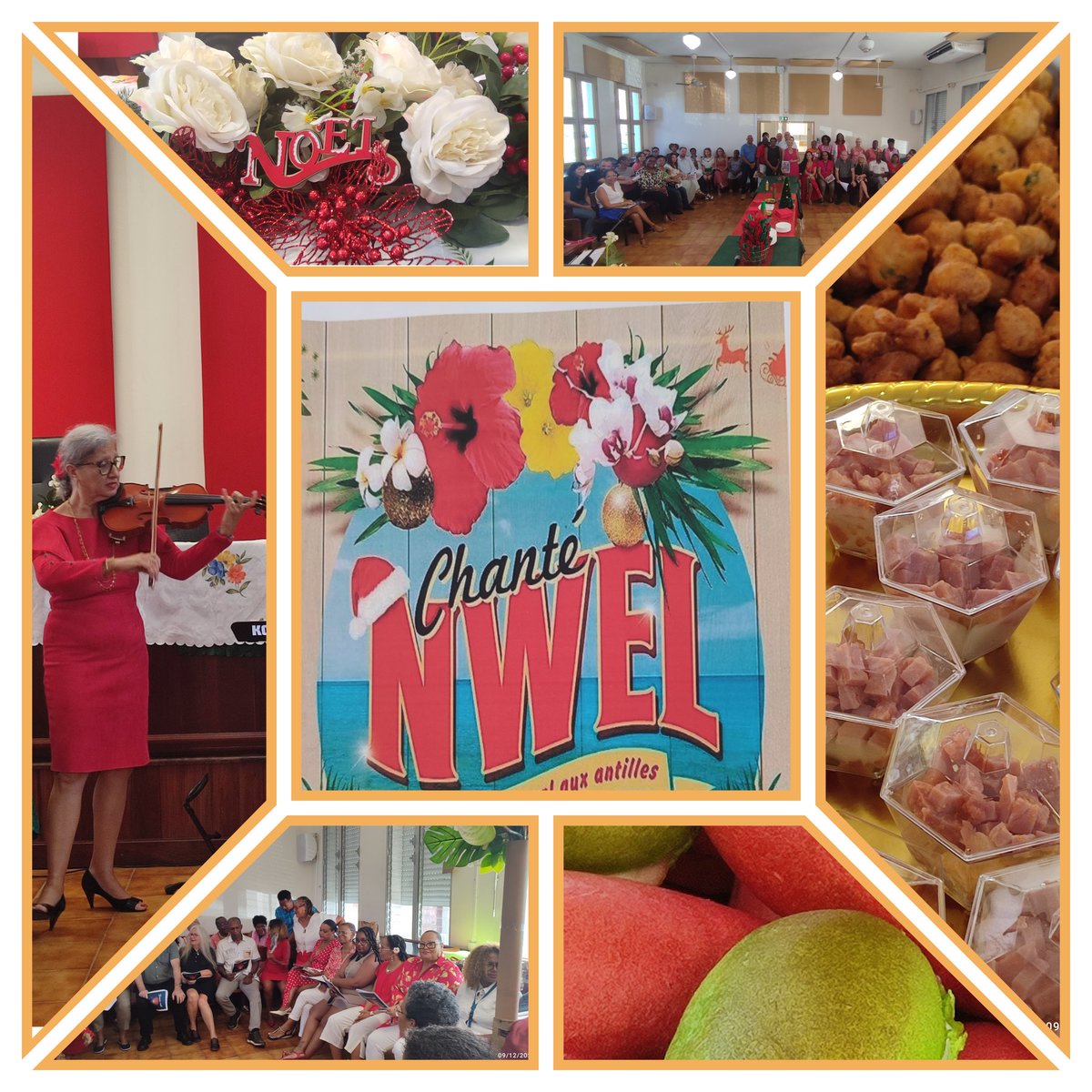 Les magistrats, directeurs de greffe, greffiers, contractuels de la cour d'appel et le tribunal judiciaire de Basse-Terre reunis pour un Chanté Nwël avec les traditions gastronomiques guadeloupéennes.