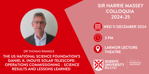 Astrophysics Research Centre @ QUB (@astroqub) on Twitter photo This week <a href="/QUBMathsPhys/">QUB - Maths&Physics</a> are delighted to host Dr Thomas Rimmele, Director of the Daniel K. Inouye Solar Telescope, as part of the Sir Harrie Massey Colloquia.
Presenting an overview of DKIST and its instruments, and examples of first science results.
Info:go.qub.ac.uk/Slkbc This week <a href="/QUBMathsPhys/">QUB - Maths&Physics</a> are delighted to host Dr Thomas Rimmele, Director of the Daniel K. Inouye Solar Telescope, as part of the Sir Harrie Massey Colloquia.
Presenting an overview of DKIST and its instruments, and examples of first science results.
Info:go.qub.ac.uk/Slkbc