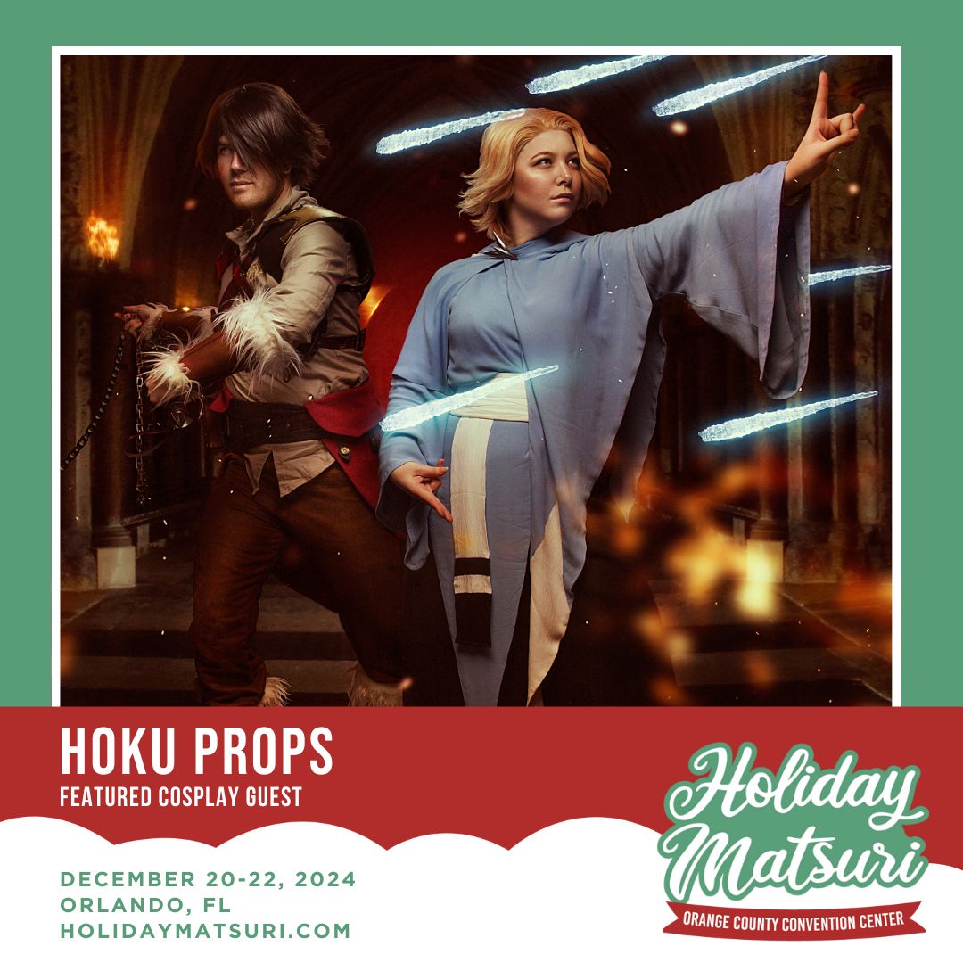 HolidayMatsuri's tweet photo. 🎉 Guest Announcement: Hoku Props! 🎉

We’re excited to welcome Chad Hoku and Sammy Hoku of Hoku Props to Holiday Matsuri 2024! 🌟

This dynamic duo, known for winning Grand Prize at TwitchCon’s first-ever cosplay contest with their stunning Overwatch “Larger Than Life” Lionhardt cosplay, has taken craftsmanship to the next level.

Chad, a master of 3D modeling and fabrication, designs incredible armor, props, and custom creations for video game studios and competitions. Sammy’s expertise in fashion and costume design, refined during her time at Disneyland Resort, brings breathtaking costumes to life.

Passionate about education and inclusivity, Hoku Props shares their knowledge through tutorials, workshops, and demonstrations, helping cosplayers grow their skills. Check out their book, Thermoplastics: Cosplay Props, Armor & Accessories, to learn even more!

Don’t miss the chance to meet this talented team this December! 🎭✨

Get your badges now! 🎟️ Link in bio!

#HolidayMatsuri #HokuProps #CosplayCraftsmanship #Cosplay #PropMaking #AnimeConvention #HolMat2024