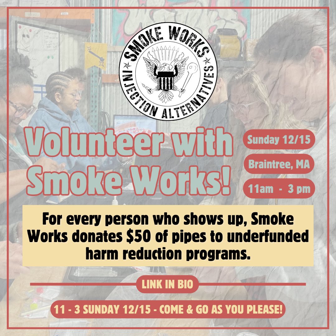 Swing by for any amount of time and we donate $50 of pipes! tinyurl.com/52zxksem