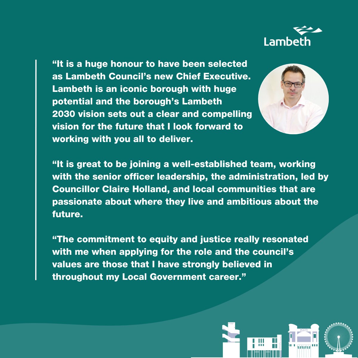 Ian Davis is set to become the next Chief Executive of #Lambeth Council. 

Currently serving as Chief Executive at Enfield Council, he was recommended by a cross-party appointments committee and will take up his position at the helm of Lambeth Council early next year.