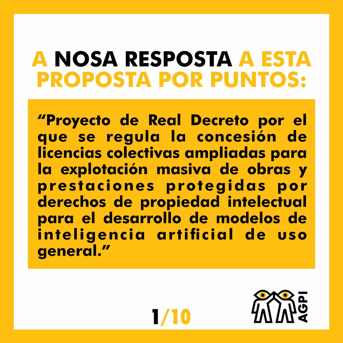 _AGPI's tweet photo. 🔥Esta proposta de Real Decreto @culturagob e @ernesturtasun é unha falta de respeto a todo os creadores e obras co pretexto da  "urxencia e necesidade" das compañías privadas de IA de nutrir o seus  algoritmos... https://t.co/XjcVP0iJNc