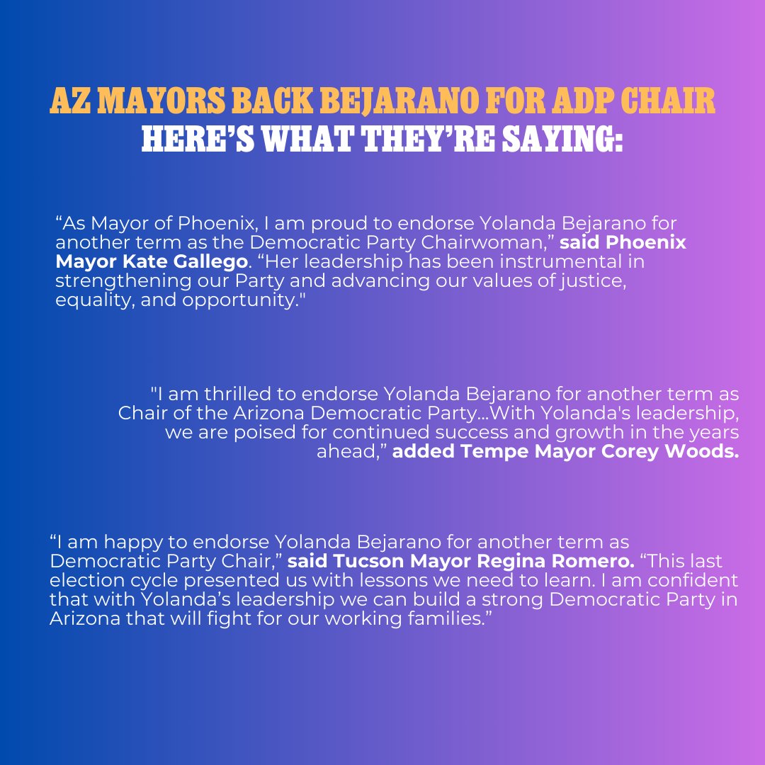 Yolanda Bejarano (@yolitorosentado) on Twitter photo ICYMI: It takes all of us, working together, to build a strong Party. Thank you <a href="/KateWGallego/">Kate Gallego</a> <a href="/coreywoodstempe/">Corey Woods</a> + <a href="/TucsonRomero/">Regina Romero</a> for being partners in this work! ICYMI: It takes all of us, working together, to build a strong Party. Thank you <a href="/KateWGallego/">Kate Gallego</a> <a href="/coreywoodstempe/">Corey Woods</a> + <a href="/TucsonRomero/">Regina Romero</a> for being partners in this work!