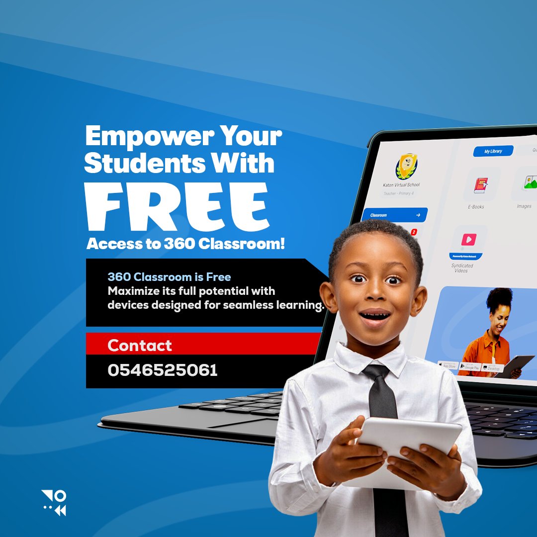 Katon360_'s tweet image. 📷
Give your students the tools they need to excel. Access 360 Classroom for FREE and maximize learning with devices built for success!
📞 Toll-Free Line: 0800 790 555 – Call us today and get started!
#EducationRevolution #FreeLearningTools
#360Classroom #GhanaDecides2024
