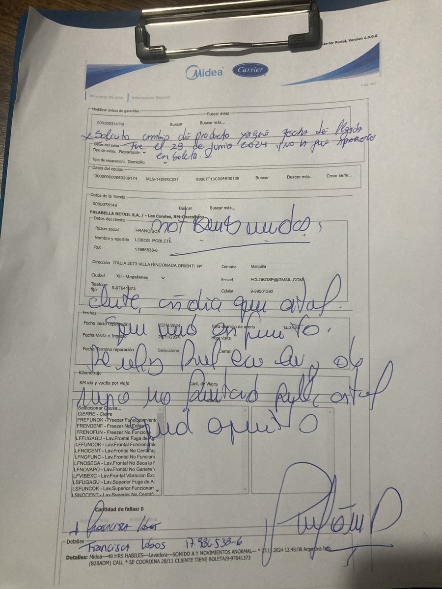 Phanxi's tweet photo. @Falabella_Chile Como es posible que el día 06-03 compre Lavadora , la cual llegó el 28-06 y solicite visita tecnica el cual reviso la lavadora el jueves 28-11 indicando una falla del producto, Pero!no puede gestionar cambio , solo servicio técnico por la fecha?🤔@SERNAC https://t.co/tsiL2prJIr