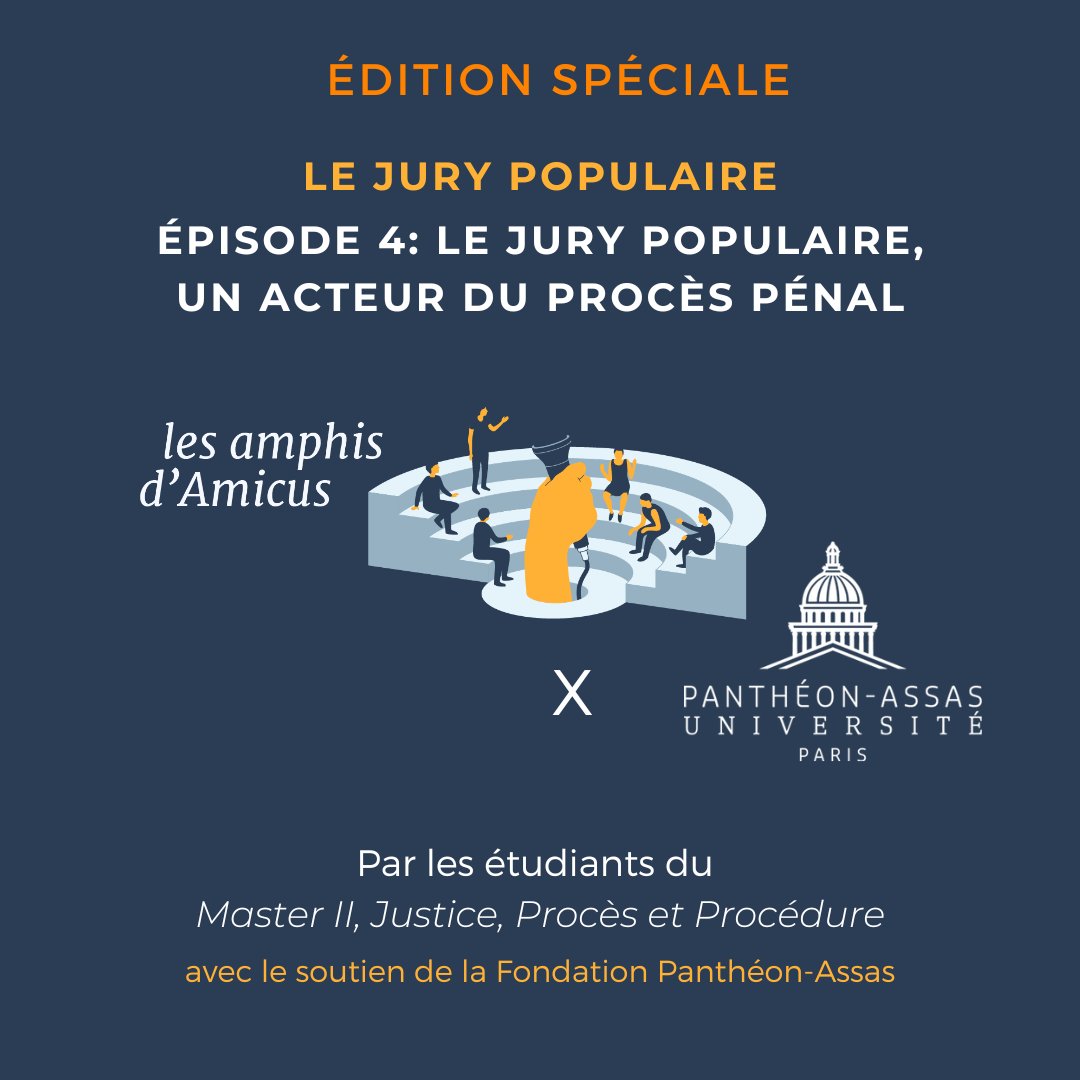 🎙️ Les Amphis d'Amicus | Le jury populaire, un acteur du procès pénal (4/5) 📷radio.amicus-curiae.net/podcast/episod… Un épisode réalisé par les étudiants du Master II Justice, Procès et Procédure de Panthéon-Assas université, avec le soutien de la Fondation Panthéon-Assas.