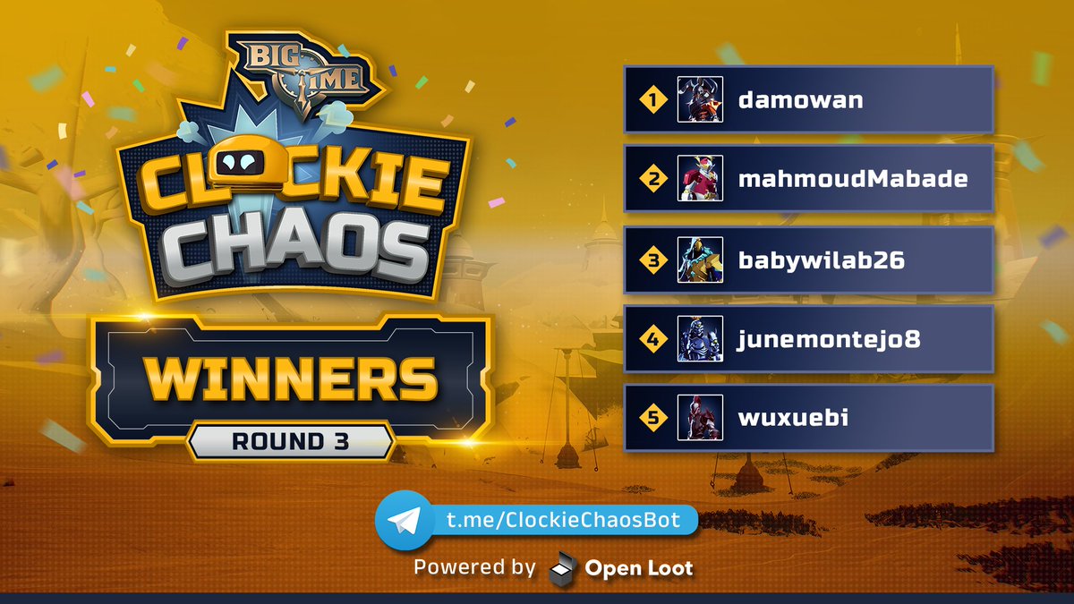 OpenLoot's tweet photo. Clockie Chaos Round 3 Winners

Tier 1 damowan
Tier 1 mahmoudMabade
Tier 1 babywilab26
Tier 1 junemontejo8
Tier 1 wuxuebi
Tier 1 Elsawah
Tier 1 frikuva
Tier 1 nahollex
Tier 1 Blo0dy
Tier 1 BLOOD
Tier 1 Rajuahmed
Tier 1 Wils0n
Tier 1 LasLus
Tier 1 Lounx
Tier 1 lakliu
Tier 1 VOID
Tier 1 PLASTIC
Tier 1 Ugurdky
Tier 1 PDFxSupman
Tier 1 basel1233
Tier 1 InyourAsh
Tier 1 Kietcheng
Tier 1 Muhammaddd
Tier 1 VeryLow
Tier 1 xiong0062
Tier 1 Jh3ff3RE
Tier 1 Beedabin
Tier 1 GZ001
Tier 1 colucciorondy613
Tier 1 Julian02
Tier 1 fluffy1
Tier 1 rodianicz
Tier 1 fr0ta4
Tier 1 Wade6060xMetFi
Tier 1 Fr33dom
Tier 1 ZEROrtx
Tier 1 Leifer
Tier 1 Qwintrax
Tier 1 MATR1X
Tier 1 MYNFT
Tier 1 Dolipeh
Tier 1 janceens
Tier 1 Secret0293
Tier 1 Tune
Tier 1 Eovin
Tier 1 BillyButcher
Tier 1 sukazi
Tier 1 KagiN090
Tier 1 lookate
Tier 1 obscuree
Tier 2 Ahmad1991
Tier 2 sindyso
Tier 2 Pema
Tier 2 Faig
Tier 2 chochowen
Tier 2 sanwenganza
Tier 2 SmileCapibara
Tier 2 xu1518
Tier 2 KudretH
Tier 2 Luky98
Tier 2 Tr1ple3x
Tier 2 Heyysourav
Tier 2 CHAVES36
Tier 2 Hbang
Tier 2 Hunkuple
Tier 2 Swiri7216
Tier 2 ThecnoCrazy13
Tier 2 Levi4than
Tier 2 TrueeNFT
Tier 2 collide
Tier 2 sakae
Tier 2 Yhoniors
Tier 2 danwin
Tier 2 park9632
Tier 2 alucavladimir
Tier 2 Orange99
Tier 2 FRANQUITTO
Tier 2 Volvot
Tier 2 Markyot
Tier 2 SoulYang
Tier 2 Rtelles
Tier 2 ony62
Tier 2 Luckas15
Tier 2 LestatLimbo
Tier 2 Arie07
Tier 2 Viiin
Tier 2 KnavE
Tier 2 MrKillX
Tier 2 sclander
Tier 2 AM16
Tier 2 bobolaile
Tier 2 thinhngot
Tier 2 sidhayre
Tier 2 3bbass
Tier 2 Gmh
Tier 2 FireDragon12
Tier 2 JournS
Tier 2 veleno
Tier 2 Zauri
Tier 2 HunteR27
Tier 2 ClutchOrCake
Tier 2 HighVoltage
Tier 2 Danzai
Tier 2 ArsakhAskara
Tier 2 dogsoo
Tier 2 wjt111
Tier 2 erax2007
Tier 2 Zoinhodemutuca
Tier 2 Bobjumaa
Tier 2 fourgods14
Tier 2 Febzzid
Tier 2 SLT
Tier 2 tomatochan
Tier 2 Elghost
Tier 2 lphion
Tier 2 Libertador23
Tier 2 Malupet
Tier 2 kohbens
Tier 2 UnnamedMan
Tier 2 Kuutkcn
Tier 2 OG8Enoch
Tier 2 PsychonauT
Tier 2 DUYKHANG
Tier 2 DavidKhanh23
Tier 2 nicole666
Tier 2 she9527
Tier 2 zexxx
Tier 2 JosephAnderson
Tier 2 serefc
Tier 2 Irad
Tier 2 Kenzopi
Tier 2 Minind2
Tier 2 ArtoriasK
Tier 2 TAKU526
Tier 2 Joosk
Tier 2 Rbruan456
Tier 2 SZOU
Tier 2 Allen83
Tier 2 JaypeeManiac
Tier 2 Sidespiritu
Tier 2 OpenSesame
Tier 2 Affilia
Tier 2 BLADYELO
Tier 2 Dimas1983
Tier 2 NicoleY999
Tier 2 BTBest
Tier 2 0xcryp2mj
Tier 2 lipezzxl
Tier 2 Farmfull
Tier 2 DumpsterJaypee
Tier 2 FriendlyDragon
Tier 2 rick100chez
Tier 2 yuchenge
Tier 2 Samuelso
Tier 2 tuboo
Tier 2 zhangkeke
Tier 2 BTWS
Tier 2 angrydw84
Tier 2 huukhanh
Tier 2 Sacc
Tier 2 tunghair
Tier 2 MAEMAE31
Tier 2 imron00
Tier 2 Heri33
Tier 2 SIMBAORDINAL
Tier 2 Leanne8000
Tier 2 Jeduu
Tier 2 Apple101
Tier 2 ThisNameIsSoLong
Tier 2 Finutu76
Tier 2 youyou114
Tier 2 qaz5537
Tier 2 Thanhtamquach
Tier 2 Laion
Tier 2 Pellx
Tier 2 ahmedtito
Tier 2 DrBugiganga
Tier 2 Locoatedmais
Tier 2 SHAIKHSHB21
Tier 2 jesusurrutia
Tier 2 Brim
Tier 2 Uyn0401
Tier 2 Kamsen
Tier 2 PrettyDESTINY
Tier 2 ohaiyoyo
Tier 2 Dexin
Tier 2 klair
Tier 2 inred
Tier 2 R3lease
Tier 2 lucasbravo
Tier 2 Mordimas
Tier 2 Policeman74
Tier 2 cryptostrategy
Tier 2 AlperMert
Tier 2 Andrewchua111
Tier 2 chanchong
Tier 2 azm
Tier 2 Soopeem
Tier 2 Aiden0616
Tier 2 Wheero
Tier 2 Sempakteles
Tier 2 Rouna97
Tier 2 wiz619
Tier 2 Namtuongkg
Tier 2 Xxxchino
Tier 2 Viper182
Tier 2 Yerzky30
Tier 2 strepi
Tier 2 Ahmeng
Tier 2 SH4
Tier 2 TyHuynh
Tier 2 AlexMegaA
Tier 2 lxg00129
Tier 2 Senpainred
Tier 2 Cekuici
Tier 2 Jubyjoiya
Tier 2 Akiha
Tier 2 Natogino
Tier 2 Skadosh
Tier 2 zqy0204
Tier 2 IvX10
Tier 2 MeTaSander
Tier 2 15
Tier 2 Pilar123
Tier 2 ironpinoy
Tier 2 JohnosTheG
Tier 2 Neo2479
Tier 2 Kenvnhung
Tier 2 SeifAlfarouk
Tier 2 BlackDs
Tier 2 Henriqu3j
Tier 2 ZanteGX
Tier 2 192168
Tier 2 MoIz22
Tier 2 Congcnc
Tier 2 Phongphong
Tier 2 spanker420
Tier 2 Papczak
Tier 2 Lobhs
Tier 2 ElliotAbysswalker
Tier 2 qazzxc9572
Tier 2 darkpanther
Tier 2 Kenitm
Tier 2 buffybuff
Tier 2 kim32
Tier 2 BwinChan
Tier 2 DoginMoon
Tier 2 azazali230
Tier 2 chain2114
Tier 2 Santosajofan
Tier 3 Ssunset
Tier 3 Xxreaper
Tier 3 eynu79
Tier 3 spawn18
Tier 3 haolitao
Tier 3 Kiara20
Tier 3 Sleyter248
Tier 3 lepAndule
Tier 3 omidvictory666
Tier 3 Andalu51a
Tier 3 Flloddz
Tier 3 ParadoXS
Tier 3 Odysy
Tier 3 eeka
Tier 3 BabaAuRhum
Tier 3 Covils
Tier 3 MrCaio
Tier 3 Hussain1122
Tier 3 izzardi
Tier 3 Kerogaber
Tier 3 EdGe2k24
Tier 3 Dr4k33
Tier 3 QingFeng598
Tier 3 Marukuk22
Tier 3 Fanou
Tier 3 Kael16
Tier 3 BlackLion
Tier 3 pkkoro
Tier 3 Neph8
Tier 3 Robby1601
Tier 3 sm2
Tier 3 Moohann
Tier 3 MrTruongggg
Tier 3 Sibang
Tier 3 ZombieHunter
Tier 3 CuddleBear
Tier 3 Hironet11
Tier 3 MoypitinFAM
Tier 3 Damardala17
Tier 3 tzvany
Tier 3 o0Mega0o
Tier 3 OldWolf93
Tier 3 cachuathoi
Tier 3 Iuppiter
Tier 3 ABo53
Tier 3 Muoi2628
Tier 3 omiage
Tier 3 Pastaaalavistaaa
Tier 3 Aboma
Tier 3 MoMahfouz
Tier 3 ALVES23
Tier 3 JPLFandroid
Tier 3 sumu0
Tier 3 ROX
Tier 3 IElonMuskI
Tier 3 xiulan
Tier 3 KamanosTR
Tier 3 A34dea
Tier 3 Khdhdhd
Tier 3 Elang822
Tier 3 Godzela
Tier 3 Devilman168
Tier 3 RiseRoyale
Tier 3 adk0795
Tier 3 justoshu
Tier 3 Ystalker
Tier 3 baoji0187
Tier 3 ajgamefi
Tier 3 binhnguyenpie
Tier 3 RezaElyas
Tier 3 Nf8985
Tier 3 Omaryousuf
Tier 3 jasymq
Tier 3 Teddy0303
Tier 3 DyusiVinz
Tier 3 ReinS4l
Tier 3 VinZ29
Tier 3 DiarrheaTsunami
Tier 3 CmdZ2
Tier 3 Godomar
Tier 3 Rony5012
Tier 3 Bas83
Tier 3 Kekinha
Tier 3 Dindinherlin
Tier 3 arihant
Tier 3 stefpsp
Tier 3 CQ7
Tier 3 loki148
Tier 3 Rnouf
Tier 3 Ren0Ichikawa
Tier 3 muko1903
Tier 3 jueduijingdian
Tier 3 Mermerhanda
Tier 3 IkeZzz
Tier 3 Mukum
Tier 3 chriszord
Tier 3 Mohamed2050
Tier 3 HWT888
Tier 3 Karell19
Tier 3 Hooly
Tier 3 Farfan
Tier 3 Tiesen
Tier 3 wyattderp
Tier 3 iniaji
Tier 3 Kareemfathy
Tier 3 Hanefff1
Tier 3 SirStrongLeo
Tier 3 mshvsf
Tier 3 siamisrare
Tier 3 so1n
Tier 3 Popoyboy
Tier 3 Abdunajh
Tier 3 Thorjacks07
Tier 3 Mainnet0x
Tier 3 belafki92
Tier 3 d0manaika
Tier 3 Bukobeybe
Tier 3 coin23
Tier 3 BigFatToe
Tier 3 Vallory
Tier 3 ArepaPower
Tier 3 JDNB
Tier 3 7022002
Tier 3 Sait
Tier 3 HappyCake
Tier 3 Dean780
Tier 3 radik86
Tier 3 Kukulism
Tier 3 salarchitect
Tier 3 jfeguis0123
Tier 3 Migz1792
Tier 3 Jingbilling
Tier 3 CPS
Tier 3 camperoz12
Tier 3 171985
Tier 3 MGGqiuyu
Tier 3 CnRuby
Tier 3 Mangkanor
Tier 3 imamist1
Tier 3 SAMIGBT
Tier 3 HmZHrZ
Tier 3 TAIWO
Tier 3 Marclas1
Tier 3 masterlo
Tier 3 Mukhwana
Tier 3 atiyosun
Tier 3 NXASaymyname
Tier 3 CryingKuro
Tier 3 radjuft
Tier 3 kleeen
Tier 3 TuloyBungkol
Tier 3 Rhamzane09
Tier 3 DUR4000
Tier 3 EnvyUniX
Tier 3 berakgokil
Tier 3 campanello
Tier 3 kmpathan
Tier 3 7ema
Tier 3 gzy499
Tier 3 Whazaaaaa
Tier 3 Josep
Tier 3 op38888
Tier 3 Indra74
Tier 3 KBnaonao
Tier 3 wolframio74
Tier 3 AugustoTricolor
Tier 3 Qiangzhuang
Tier 3 kingjheff
Tier 3 owlopportunist
Tier 3 Smallasb
Tier 3 ASirBruin
Tier 3 Quachtamle
Tier 3 irakli74
Tier 3 kirin182a
Tier 3 CryptoJimi
Tier 3 Uraz
Tier 3 UsoppPuu
Tier 3 Doyoks
Tier 3 Ayoub35677
Tier 3 NSI
Tier 3 Ooooooooo
Tier 3 Penghao
Tier 3 pokepokeget
Tier 3 luonmo01
Tier 3 Dreamer007
Tier 3 ammarfarooq
Tier 3 VINCE999
Tier 3 kr1pt00
Tier 3 feng19950707
Tier 3 SaltedxDrops
Tier 3 mamangmetal
Tier 3 ETERN0
Tier 3 StrSatt
Tier 3 ThyHarbringer
Tier 3 arcade13
Tier 3 cindykush
Tier 3 UranianZoro
Tier 3 hank950228
Tier 3 naingko
Tier 3 Brankelo
Tier 3 vzjesse
Tier 3 rnoz
Tier 3 Arslanbakhsh
Tier 3 xkyuuux
Tier 3 Vela104
Tier 3 SAJIDUL
Tier 3 CryptoNGN
Tier 3 hayden192022
Tier 3 Yeonhaewan
Tier 3 Emilianooo
Tier 3 Azaajargal
Tier 3 Marof
Tier 3 geevan
Tier 3 Midnick
Tier 3 Kittykatli
Tier 3 Montoverse
Tier 3 CoffeeBreak00
Tier 3 JackRealMad
Tier 3 vilidokov
Tier 3 Mrdevil1983
Tier 3 Matchona
Tier 3 FreddyKruger
Tier 3 Schatziii97
Tier 3 white0cube
Tier 3 CKB
Tier 3 Taurusguy90
Tier 3 Ypipi
Tier 3 Xnagasx
Tier 3 Edzzz
Tier 3 gojann
Tier 3 jaiyeet1
Tier 3 germit
Tier 3 Amour1799
Tier 3 simple4004
Tier 3 RY001
Tier 3 BUkKA
Tier 3 marijan1211
Tier 3 Yolla1997
Tier 3 sEBACHo
Tier 3 HEROX
Tier 3 SenyorPink
Tier 3 V3rmouth
Tier 3 TeoS
Tier 3 TheDarkGane
Tier 3 Vali12345
Tier 3 muzaqi5310
Tier 3 jcpaprika
Tier 3 ramdaz
Tier 3 GuilhermeHDBO
Tier 3 Denver013185
Tier 3 elkomi
Tier 3 Dumpman
Tier 3 Krackerbush8420
Tier 3 Gyamtsho10
Tier 3 zb000329
Tier 3 MOOOOAR7
Tier 3 Sector
Tier 3 NightFury
Tier 3 ZION28
Tier 3 xliu0830
Tier 3 sikandar
Tier 3 R3d5ky89
Tier 3 Indracula
Tier 3 Sam234
Tier 3 bigbigmonster
Tier 3 slayer2699
Tier 3 Rataj87
Tier 3 M4gno007
Tier 3 Jojo09
Tier 3 tiojez
Tier 3 Unknown16
Tier 3 Toxidot
Tier 3 darjsan
Tier 3 pomazka
Tier 3 JoshTheSaltyMF
Tier 3 guilhermesjx
Tier 3 Bizk1t
Tier 3 Rmax19
Tier 3 Lahaha13
Tier 3 Sergiosu79
Tier 3 Isseikun1
Tier 3 fxk0d0k2013
Tier 3 momotechu
Tier 3 Lly1110
Tier 3 magia666
Tier 3 Muuh
Tier 3 Sijok1234
Tier 3 Ataraxy
Tier 3 Himanshu748
Tier 3 MuriaticYGGpsg
Tier 3 Azphar
Tier 3 csehtomi
Tier 3 ElBolo85FAM
Tier 3 carboxyte
Tier 3 Deadmotionny
Tier 3 CClurenwang
Tier 3 NewtyFruit
Tier 3 Marcosvr93
Tier 3 Jaypaul30
Tier 3 JuneJames17
Tier 3 Lontar
Tier 3 Yukioy
Tier 3 Ganske93
Tier 3 PerryOTR
Tier 3 kamukamu
Tier 3 Duva
Tier 3 Danee
Tier 3 JENGGOET
Tier 3 Gushii
Tier 3 Duidelik1
Tier 3 Hymzha
Tier 3 xiaoge0587
Tier 3 HellesLicht619
Tier 3 Tutita
Tier 3 Mat1988
Tier 3 Barran
Tier 3 wudibaozhatou
Tier 3 Christiaan
Tier 3 ilsendi
Tier 3 Lifechangin33
Tier 3 coin68
Tier 3 Nachiket
Tier 3 Ragnarog22
Tier 3 LYKILL
Tier 3 Sigisj
Tier 3 STAFFIE11
Tier 3 BS4i20
Tier 3 xero0
Tier 3 Trojans1
Tier 3 Lijan1
Tier 3 Tomamac
Tier 3 Phantas000
Tier 3 Stevethepirate
Tier 3 TheWarrior
Tier 3 BearsRule
Tier 3 ThecocoxPlayer
Tier 3 kaidee
Tier 3 Lolbomb
Tier 3 Exanity
Tier 3 carlosmgrtt
Tier 3 traitor
Tier 3 Magna27
Tier 3 Raihanislam
Tier 3 Kamik1114
Tier 3 Wegzi
Tier 3 Fndalpx
Tier 3 Masaroke
Tier 3 Radatekk
Tier 3 Manofgoatz4961
Tier 3 web3brazil
Tier 3 Pawandeep
Tier 3 xinliu
Tier 3 OpaxKing
Tier 3 Tatan666
Tier 3 zZzVoSongzZz
Tier 3 GuairoEL
Tier 3 Mounaam
Tier 3 trinhvan1088t
Tier 3 asemghonem19
Tier 3 WakilT
Tier 3 xiaochuan007
Tier 3 willchen
Tier 3 irohanmahto
Tier 3 Jcrousse
Tier 3 Bbmaxout
Tier 3 Babuijaz230
Tier 3 Thanhtung77
Tier 3 leomanbrandao
Tier 3 JONY58
Tier 3 Jo2020
Tier 3 AkewTocy
Tier 3 Monlin0
Tier 3 Kabich
Tier 3 FazeFemto
Tier 3 Nickalterego8
Tier 3 hottcold
Tier 3 DreamzMakerz
Tier 3 udinnn67
Tier 3 apstdavidchukwudiomi
Tier 3 sanzice99
Tier 3 Soltankhan
Tier 3 D4rkChoco
Tier 3 jpeka
Tier 3 MountainK
Tier 3 JDEsr
Tier 3 Deyppah
Tier 3 openlootKOE
Tier 3 LadyPicklerick
Tier 3 Herypra7
Tier 3 Super95
Tier 3 Biodunconet
Tier 3 rathore9
Tier 3 nidei
Tier 3 LuckyTrader13
Tier 3 OwlPiza
Tier 3 elmasry779
Tier 3 weijh52
Tier 3 Goodsh
Tier 3 Lolita96
Tier 3 Jeff20
Tier 3 raffizera
Tier 3 GilbertoAlves
Tier 3 JuraGanz
Tier 3 Ariel391
Tier 3 AwwwSukiSuki
Tier 3 OGVEGA
Tier 3 Xxdanielleskixx
Tier 3 RealJosh1
Tier 3 saonbd
Tier 3 333lbn
Tier 3 dtee
Tier 3 Danda123
Tier 3 Peacessuu
Tier 3 OOKYB
Tier 3 dmst82
Tier 3 Brillionar15
Tier 3 nandika
Tier 3 HUNGHIGH1
Tier 3 Bhartono
Tier 3 indroid
Tier 3 pengpeng
Tier 3 JiullRock
Tier 3 longle117
Tier 3 MCSL
Tier 3 Rachid213
Tier 3 Silong09
Tier 3 Leosarengo
Tier 3 ali42692
Tier 3 Chuha94
Tier 3 GabbyAlex
Tier 3 TKB1991
Tier 3 hectoringdl
Tier 3 Szycko22
Tier 3 Yayokurosaki
Tier 3 Jowii
Tier 3 Umangryzn
Tier 3 MasterDk
Tier 3 Meows03YGG
Tier 3 Ludonugs
Tier 3 Bigfish69500
Tier 3 zaccheuseth
Tier 3 Serdarserdar
Tier 3 Awalvhoe
Tier 3 DrPakoPL
Tier 3 Cjmacapagal
Tier 3 JaneRoma29
Tier 3 OG8poter123
Tier 3 Leandrosouza
Tier 3 Ectsheila
Tier 3 tango55
Tier 3 Inemscity
Tier 3 AldrichY
Tier 3 Earthbjm
Tier 3 wowitsmartin
Tier 3 Saglor
Tier 3 Sandrexxx
Tier 3 ymty
Tier 3 Ahmedtag
Tier 3 theinsoe
Tier 3 Keri0317
Tier 3 Neotoy7
Tier 3 Jamshidilham
Tier 3 Fufupapah
Tier 3 Ahedor24
Tier 3 trinhvan0988426026
Tier 3 mynurd
Tier 3 Psobhi979
Tier 3 Vlad94rus
Tier 3 littlemissjemm
Tier 3 adycripto
Tier 3 Sendgoto10
Tier 3 Eryajk
Tier 3 Tak11
Tier 3 Radikbrus
Tier 3 Joicetff
Tier 3 Sabikova123
Tier 3 Fleskhelme
Tier 3 R1ckyR00ny
Tier 3 Yungp001
Tier 3 mitimiti2023
Tier 3 Tomsii666
Tier 3 FUGGeyecell
Tier 3 Eliastrip
Tier 3 swastadm
Tier 3 V9003686592
Tier 3 Laliih
Tier 3 Geewiz
Tier 3 Jonathasx31
Tier 3 xXHellBoyXx
Tier 3 Wauda
Tier 3 DeltaTan
Tier 3 thalindofarm
Tier 3 freetoair
Tier 3 Marakech210
Tier 3 Flatliner92
Tier 3 Romiyovishal7
Tier 3 Shaana87
Tier 3 Spydaman
Tier 3 Farhadtaghvaei2024
Tier 3 Spokie
Tier 3 Chazychaz
Tier 3 WaXZiLLaTheEPIC
Tier 3 zhouhuli
Tier 3 Akvamp
Tier 3 Prenzy25
Tier 3 Tylr2
Tier 3 sibarany
Tier 3 AzizAfandy
Tier 3 BlueCoffee
Tier 3 criptomar
Tier 3 Shan121
Tier 3 Khalifafyer
Tier 3 darmstrong
Tier 3 djsgreyes
Tier 3 geeduu24
Tier 3 eray6666
Tier 3 badaxter07
Tier 3 Yoink
Tier 3 Dhia29
Tier 3 ViceHr
Tier 3 lala2022
Tier 3 Tefera
Tier 3 Bigzedd
Tier 3 Alkhan19
Tier 3 Ken04
Tier 3 Abiraynul
Tier 3 Manticore1988
Tier 3 Jhond221
Tier 3 masumali940
Tier 3 Minhajj
Tier 3 slowrock09
Tier 3 Mutayibnissar
Tier 3 Dipubd20
Tier 3 ProsperityFutures
Tier 3 PifiaPicks
Tier 3 yonxpower
Tier 3 A90
Tier 3 Malikaamir
Tier 3 LuckyKillerz
Tier 3 haughtymage
Tier 3 free666man
Tier 3 Darzexchange
Tier 3 Timefighter
Tier 3 Kamil8758
Tier 3 everwanted1
Tier 3 Joe841
Tier 3 Tdizzy
Tier 3 Morryx7
Tier 3 Trenchantent
Tier 3 Moeset
Tier 3 Badal768306
Tier 3 jahiraf04
Tier 3 GrumpyDreads
Tier 3 TaOK
Tier 3 Dbcooper9
Tier 3 fathirNFT
Tier 3 megadeath21
Tier 3 Endang
Tier 3 Dankunz88
Tier 3 segasaga83
Tier 3 Vrisalda
Tier 3 VisAge1
Tier 3 andypaijox
Tier 3 Marufanang
Tier 3 V2C
Tier 3 Zaireen
Tier 3 Bangbs
Tier 3 Cyberkrasnoludzisko
Tier 3 Chuonng
Tier 3 Renzkie01
Tier 3 Emzet142
Tier 3 Zunaaa
Tier 3 Arybons
Tier 3 Nguyentuancd
Tier 3 Dannysoffy
Tier 3 Gracjan
Tier 3 SNIPPINGMEMES
Tier 3 nguyenhanhtrang
Tier 3 Valopxe
Tier 3 yourwonwon
Tier 3 Anam637
Tier 3 alerpel
Tier 3 MaiMai889
Tier 3 ndaruox
Tier 3 Nidotox
Tier 3 Julin
Tier 3 Exille
Tier 3 blvck777
Tier 3 Gorje85
Tier 3 aaaaayuan
Tier 3 Anubis98
Tier 3 Realmercyj
Tier 3 ADAMXNAHLI
Tier 3 Desky290512
Tier 3 Sans23
Tier 3 AkaKwak
Tier 3 Phama0697
Tier 3 Rayhan620
Tier 3 Wolfioos
Tier 3 didyoureallytrytoreadmyname