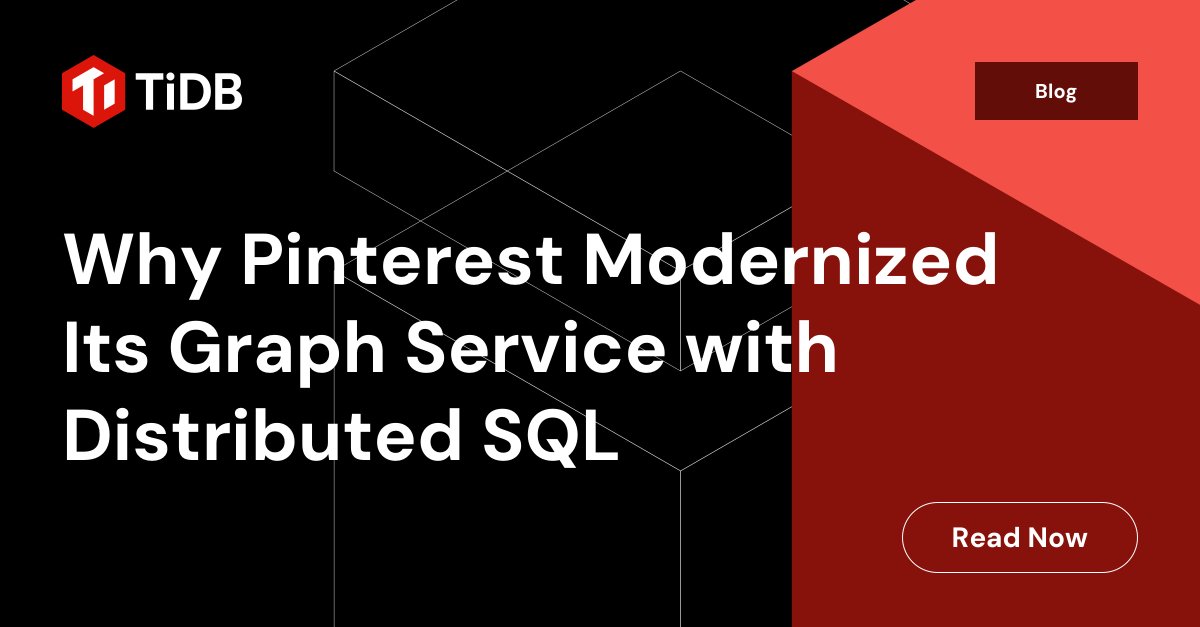 ardelle_fan's tweet image. 📚 How did #Pinterest achieve 10x lower latency & 50% cost savings by modernizing its graph service? 🚀
They migrated from Zen to PinGraph, powered by TiDB's #DistributedSQL.
Read how they did it 👉 hubs.ly/Q02-XfXf0
#GraphDatabases #TiDB #DSQL