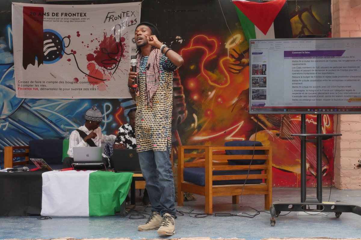 konate0alioune's tweet photo. Samedi 7 décembre, au Sénégal, nous avons une fois de plus élevé nos voix pour exiger le démantèlement de Frontex. Nous avons dénoncé la complicité de cette agence, des États-Unis et de l'Union européenne dans le génocide du peuple palestinien. Nous avons également mis https://t.co/9V1QBm1aY9
