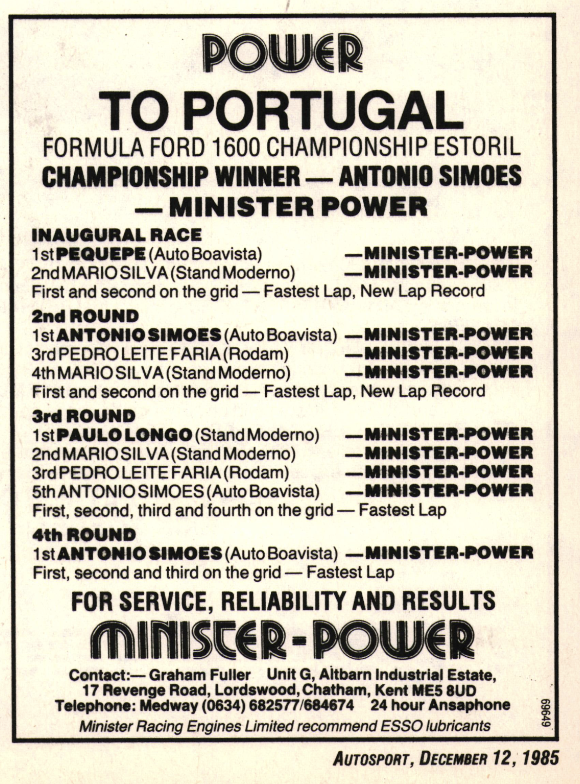 sportmotores's tweet image. #TBT Há 40 anos, em 1985, a Minister Racing Engines celebrava assim os seus êxitos na #FormulaFord Portugal!