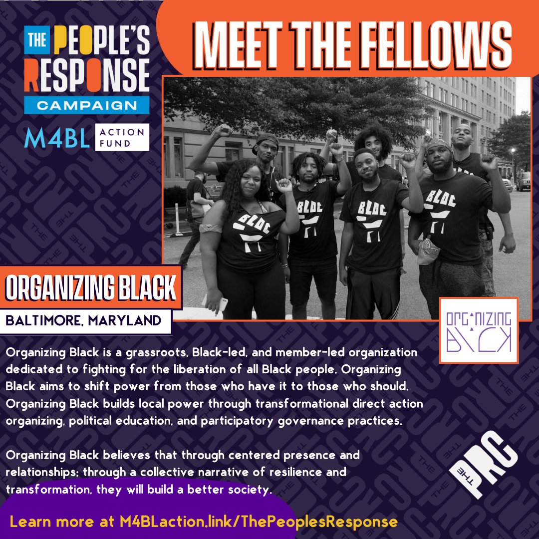 Mvmnt4BlkLives's tweet photo. Meet Our Fellows: Organizing Black

Organizing Black is leading a people’s response campaign to:

🔥Defund the Baltimore City Police Department.
🔥Create a Community Wellness trust fund.
🔥Invest in Black communities.
🔥Remove police entirely from responses to mental health distress, substance use, sex work, homelessness, and other quaility-of-life issues.

🌟Connect with Organizing Black: @OrganizingBlack 

Learn more about The People’s Response fellowship program https://t.co/pwXV56ih5G