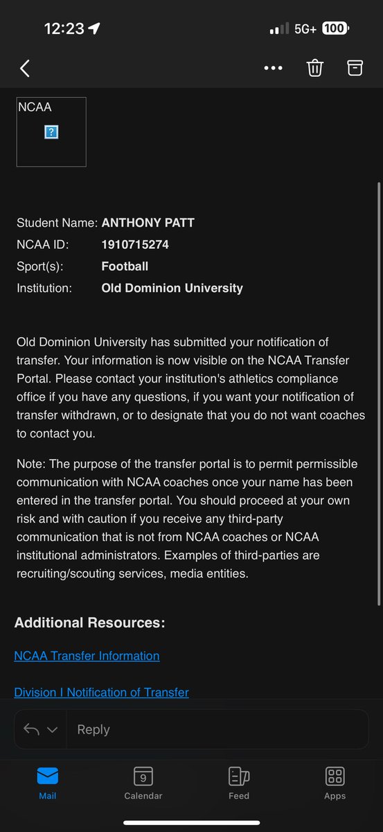 Thank you ODU.
Officially in the portal.
2 years of eligibility.
Please reach out for film
6”5 300 Pounds.
Can play all 5.