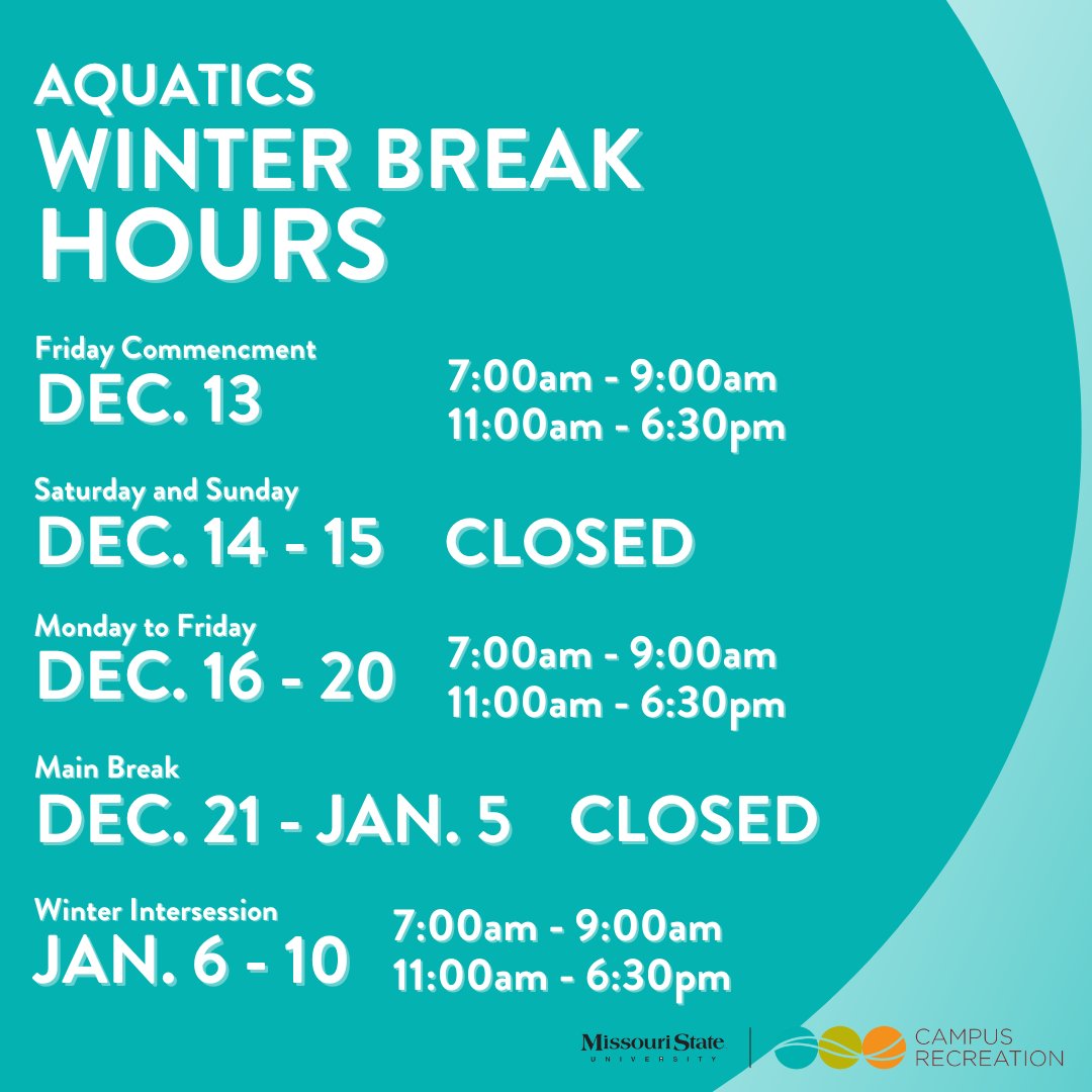 _MSUCampusRec's tweet image. Finals are here and that means winter break is right around the corner! The FRC will have a change in hours for the next few weeks during this time.