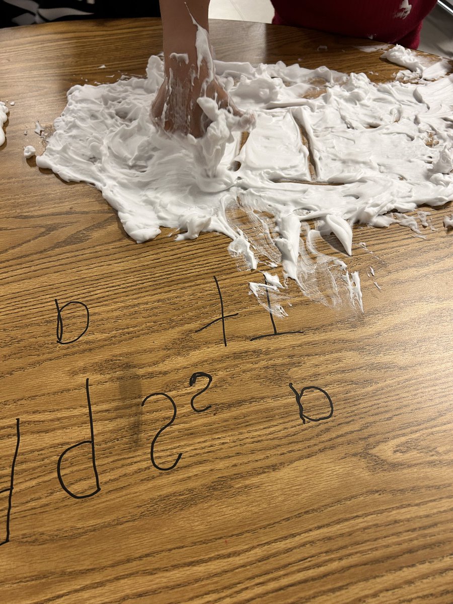 Letter writing in shaving cream snow! Preschool #FUNdamental <a href="/FBISDEarlyChild/">FBISD_EarlyChildhood</a> <a href="/MYE_Leopards/">Malala Elementary</a>