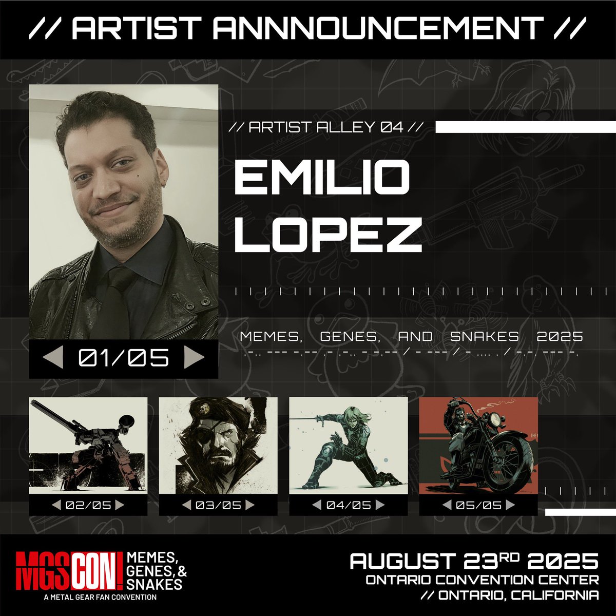 EMannLand's tweet photo. Kept you waiting huh ? Quite possibly the biggest @MGSCON to date we will not only be Celebrating Δ with the original cast of #MGS3. We will also have a who’s who of cosplayers and artists from around the world including myself 😉 So jump on the kickstarter get this baby funded https://t.co/PG10uxiLNi
