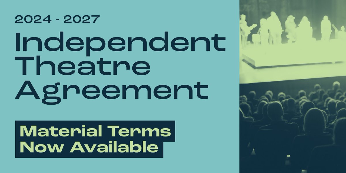 Equity is pleased to announce that the material terms for the 2024-2027 Independent Theatre Agreement (ITA) is now available online.

Download the new ITA Material Terms and Fee Booklet here: caea.com/Theatre/Agreem… 

(Printed copies will be available soon!)