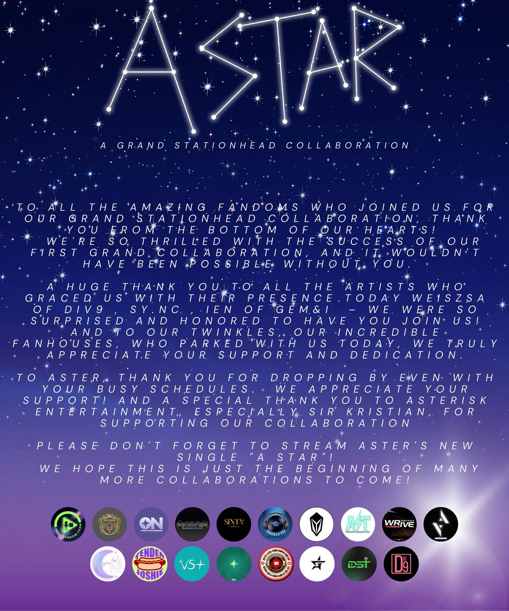 AzterVastofc's tweet photo. A huge shoutout to all the fandoms who made our ""𝘼 𝙎𝙏𝘼𝙍: 𝘼 𝙂𝙧𝙖𝙣𝙙 𝙎𝙩𝙖𝙩𝙞𝙤𝙣𝙝𝙚𝙖𝙙 𝘾𝙤𝙡𝙡𝙖𝙗𝙤𝙧𝙖𝙩𝙞𝙤𝙣" a blast! 

 You guys are the best!  💖  

#ASTER #AStarbyASTER #ASTERisaSTAR 
@_asterofc  @asterisk_ph  @_twinklesofc https://t.co/hhHNLrSD5B