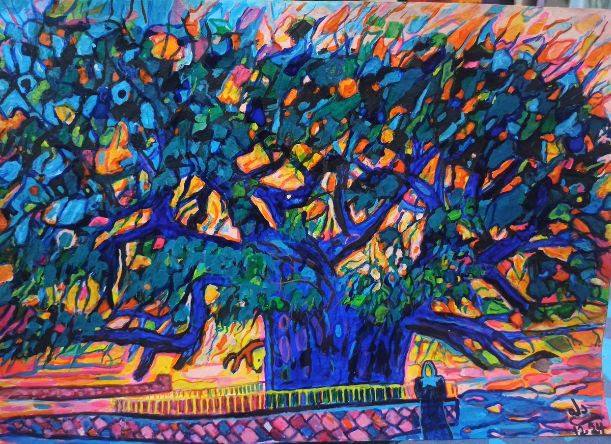 شجرة الغريب 
 strange tree
 Acrylic on canson
#taiz #yemen #highlights
#artwork #artforsale #landscapesergiy #abstraction
#artcollector #artlovers #contemporaryart #shadow #artistsupportledge  #impressionism