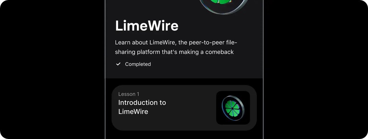 limewire's tweet photo. Exciting news! LimeWire has joined @RevolutApp's  Learn & Earn program! 

📚 3 lessons to explore LimeWire’s nostalgic legacy & modern transformation
✅ Complete the quiz to earn $LMWR tokens
🌎 Available to 45M Revolut users worldwide!

For more details 👇
