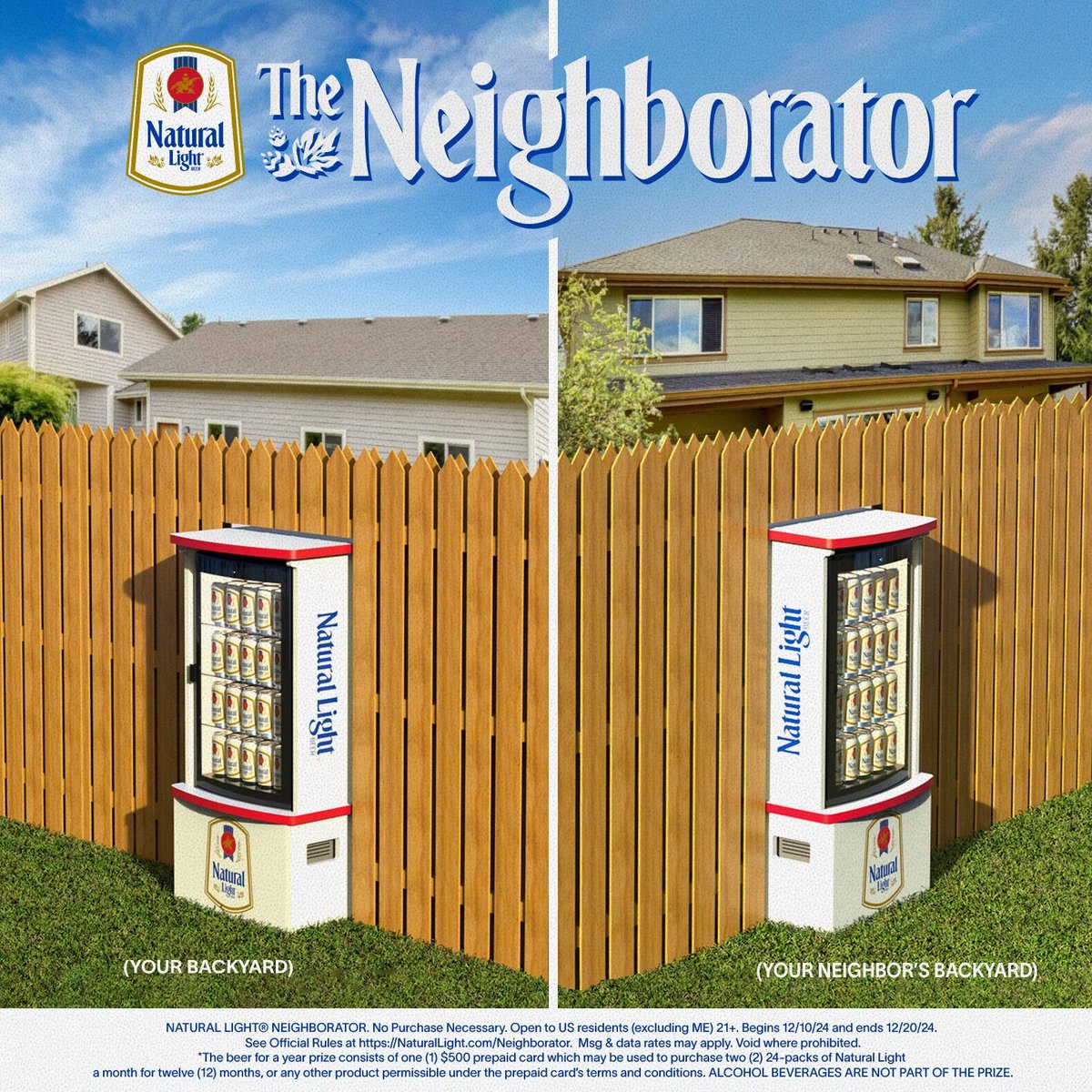 Introducing The Neighborator: the world’s first (probably) double-sided beer fridge smack dab in the fence. ​

Reply below to tell us why you and your neighbor deserve the chance to win The Neighborator AND a year's worth of beer! (So there's no fighting over who stocks the