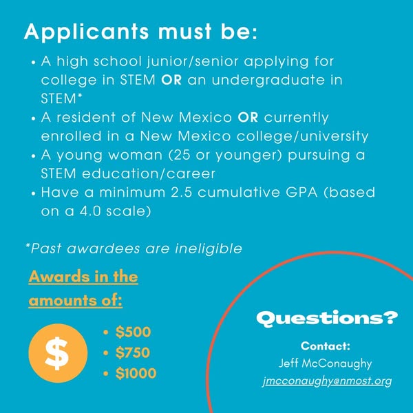 NMOST's 2025 Advancing Young Women in STEM Scholarship application is now open! Apply now and learn more on our website: lnkd.in/gCbR7vad

#WomeninSTEM #AdvancingYoungWomeninSTEM #Scholarship #Science #Engineering #Math #Technology #Apply