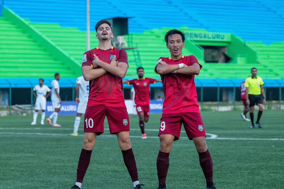 SC Bengaluru players celebrating their first win of the season. 