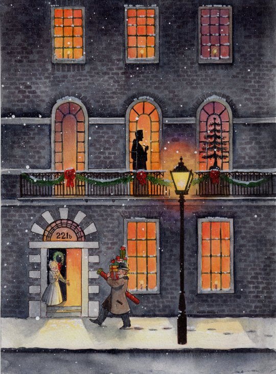 Sherlock Holmes Christmas card by Olivia Moy 
( @luckychinacat ) (2019)
