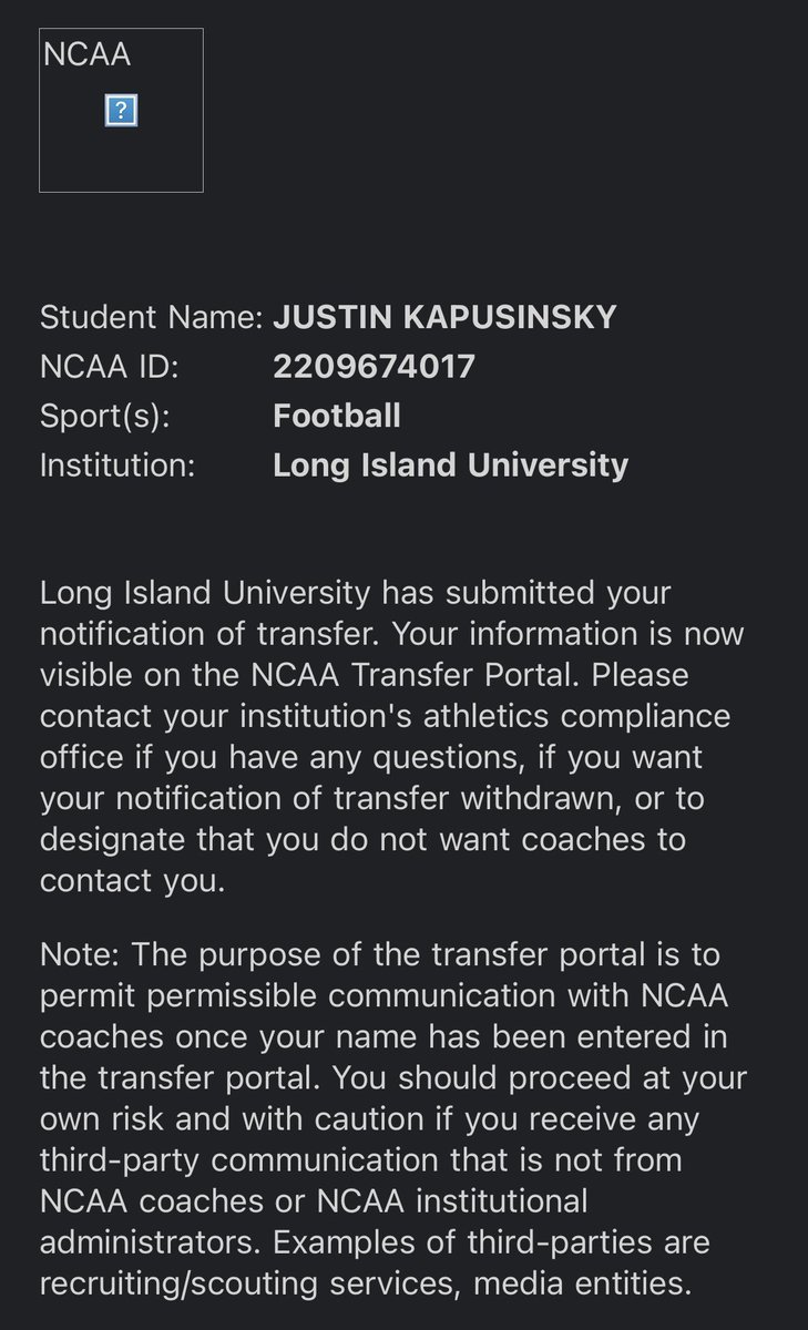 Officially in the transfer portal