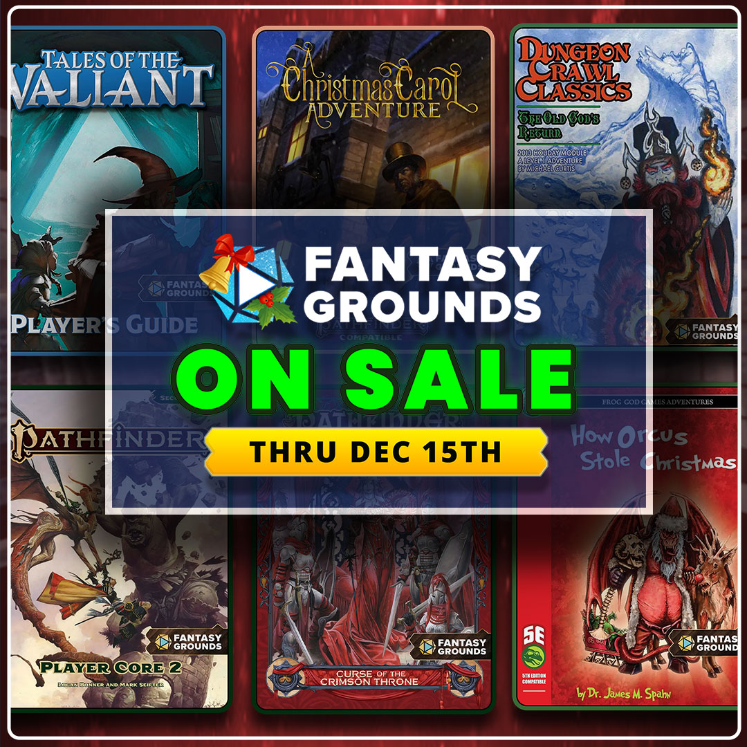 🐉 Level up your game with Fantasy Grounds VTT!

Enjoy big savings on top RPG products. Build campaigns, battle foes, and create adventures.

Sale ends soon!

#vtt #rpg #ttrpg