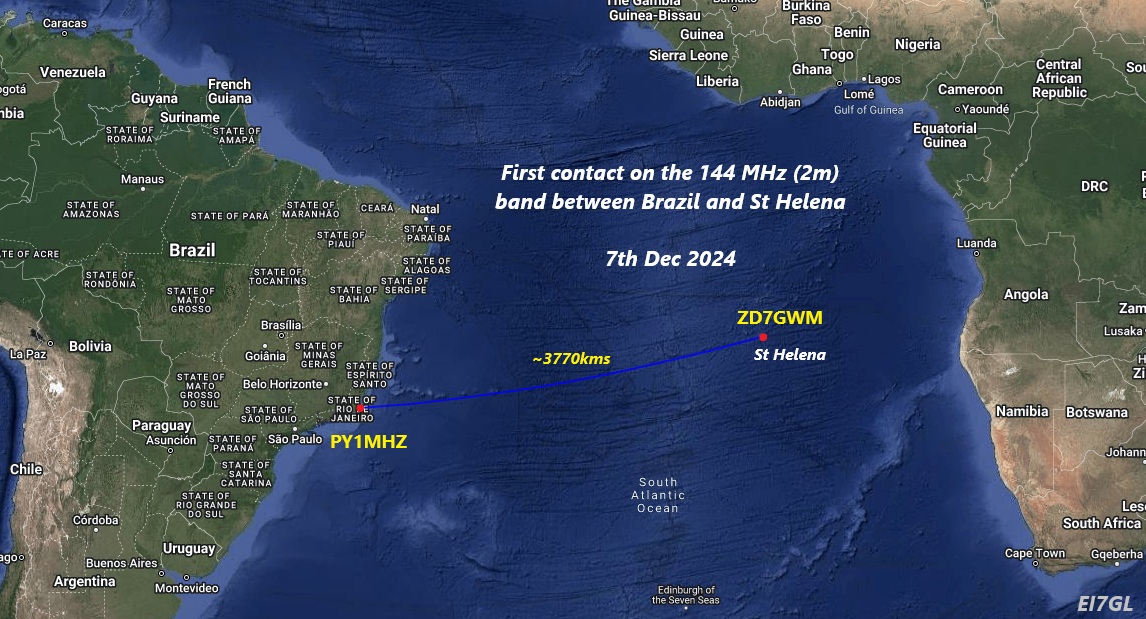 ei7gl's tweet photo. 3770 km contact on 144 MHz between Brazil and St Helena - 7th Dec 2024... https://t.co/qk3St1xHsn https://t.co/kZpzIAHwc4