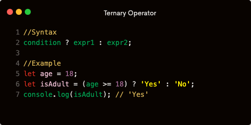 VarunDeva's tweet image. Ternary Operator

The ternary operator is a shorthand for if-else conditions.

#TernaryOperator