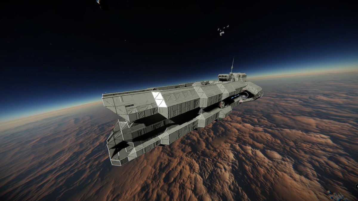 yuking2315's tweet photo. #みんなの戦艦見せ合っていいねやrpしようよ
 #SpaceEngineers 
戦艦と呼べるほど大きな船作ってないけど参加
小さい戦闘艇,,,どうですか？作りませんか？ https://t.co/QVMVdGKfhz