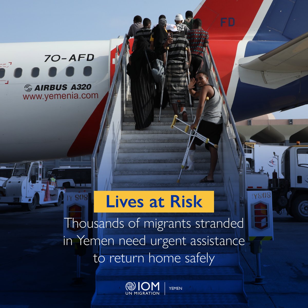 🚨 Funding gaps in Yemen paused #VHR flights this year, leaving thousands stranded in dire conditions.

IOM urgently calls for support to continue these life-saving operations. Migrants deserve safety, dignity and a chance to rebuild their lives.

🔗tinyurl.com/yrwz9bcb