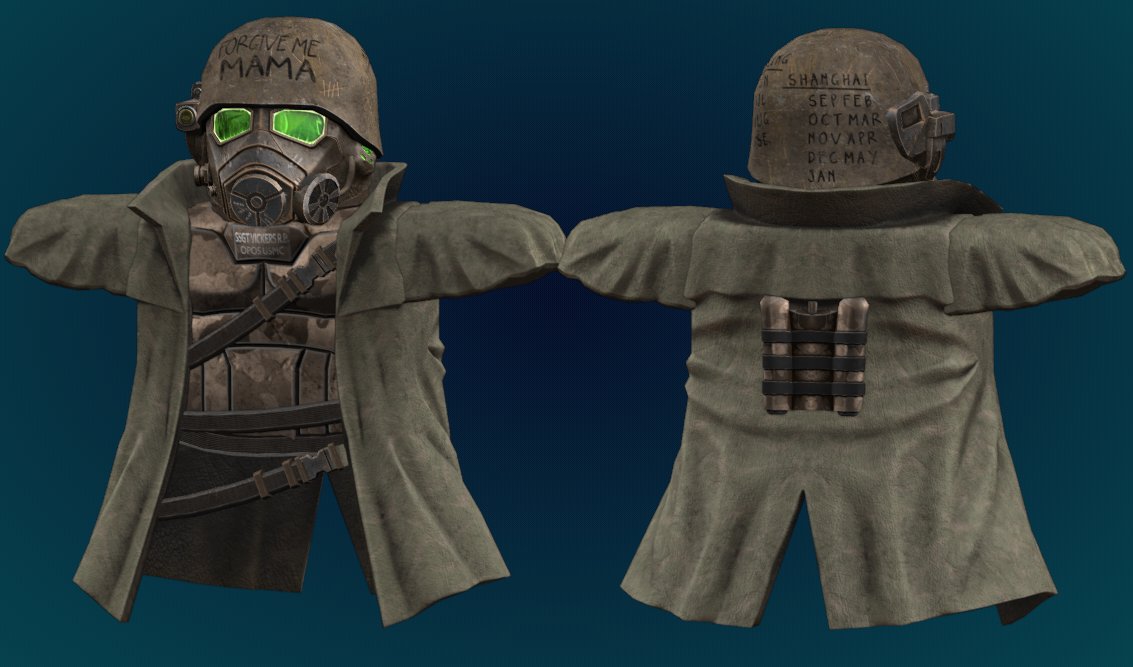 Goober18687340's tweet image. Made the Desert Ranger variant of the NCR Ranger armor from Fallout New Vegas. Also a custom version influenced by some art Deimos did