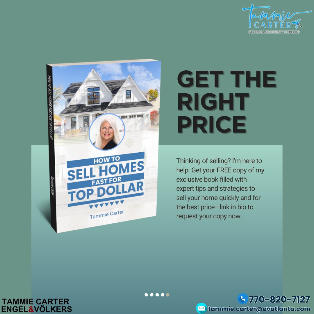 carterbrownteam's tweet image. Let’s work together to create a smart pricing strategy that attracts buyers fast. Grab your FREE copy of my exclusive book — click the link below.
tammiecarter.book.live/biz-card-book

#homeSellingmistakes #overpricingwarning #marketvaluematters