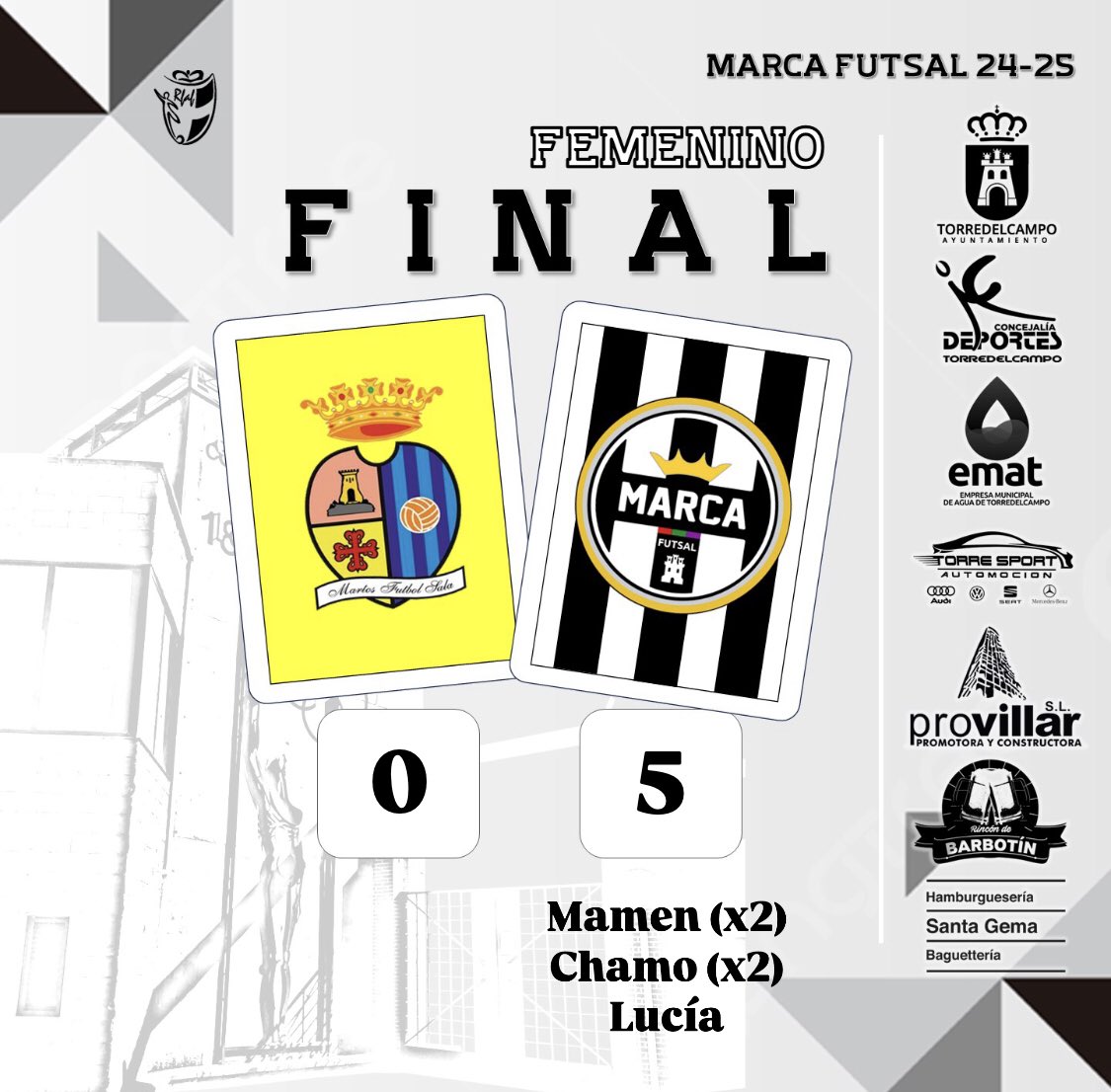 marcafutsal_'s tweet photo. 🟡🟡Martos FSF ‘B’ 0-5 #Femenino ⚪️⚫️

📝Victoria y cinco goles de renta para la vuelta. 

⚽️⚽️Mamen
⚽️⚽️Chamo
⚽️Lucía https://t.co/bNaULCl44T