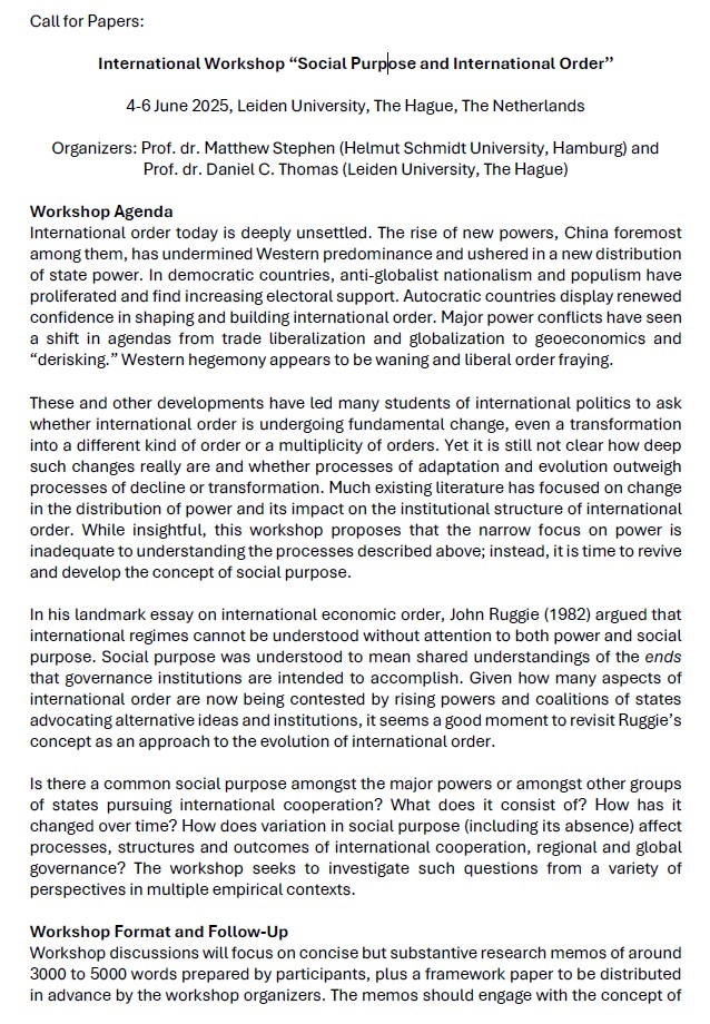 mapfelschorle's tweet photo. Call for papers: international workshop on Social Purpose in International Order.

Please share! Sharing is caring.

https://t.co/W5gnpyMHWz https://t.co/a3NlyLzrSw