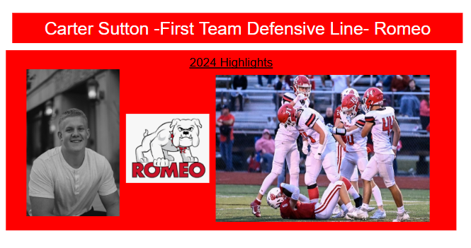 MacombCoaches's tweet photo. Macomb County 1st Team Tier 1 Defensive Line. @RomeoFootball  Carter Sutton @bigsutt02 https://t.co/YwZ7829smd