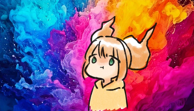 最近ちょこちょこ見かける絵の具の素材使わせて頂きました。おこやよとめんこするひびやよです 