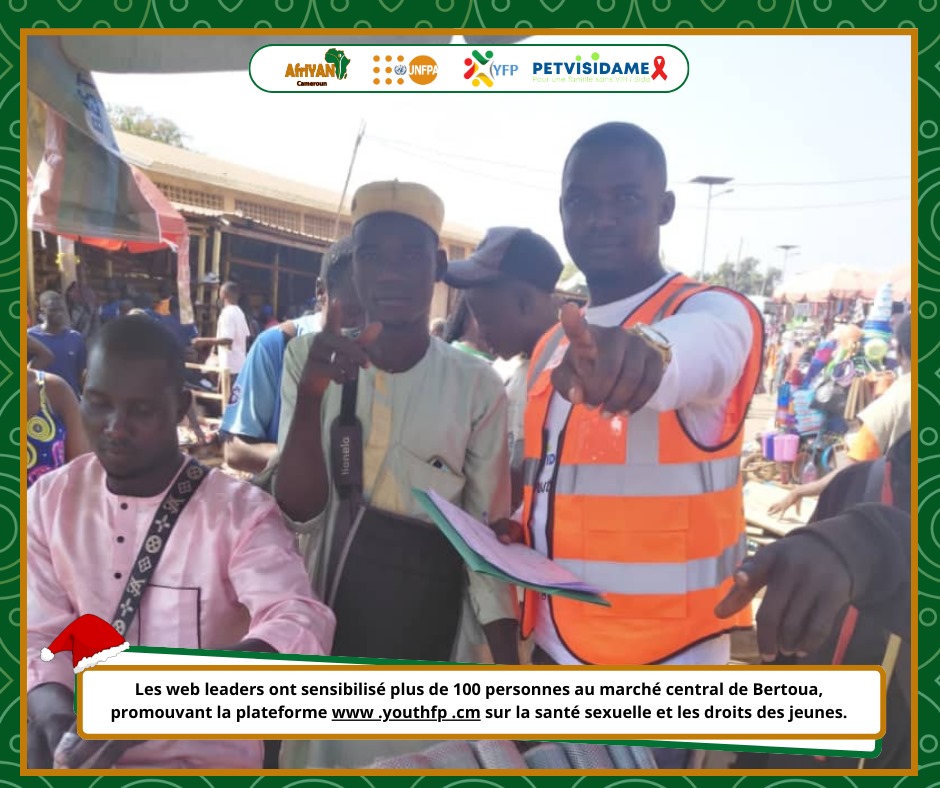 AfriYAN_Camer's tweet photo. 1/2 💫Lors de la #JIV2024,les Web Influenceurs de l'Est ont animé une séance d'information au marché central de #Bertoua.Leur objectif ? Faire connaître la plateforme https://t.co/O8xhbrav5t à un maximum de jeunes.
#PETVISIDAME
#YouthFP
#PutYoungPeopleFirst
#WebInfluenceursEst https://t.co/oneHY9sOtD
