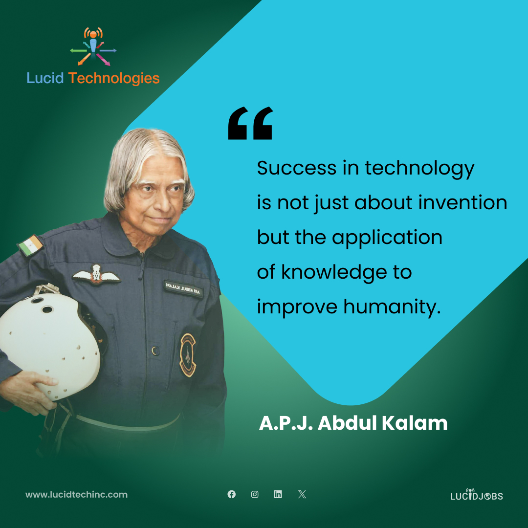LucidtechnoInc's tweet image. 🌐Success in technology lies in applying knowledge to uplift humanity. Let’s innovate not just for progress but for purpose, echoing A.P.J. Abdul Kalam’s wisdom.🌍
🤝#InnovationWithImpact #KnowledgeToAction #APJAbdulKalam #InspireAndTransform #TechnologyForGood #LucidTechnologies