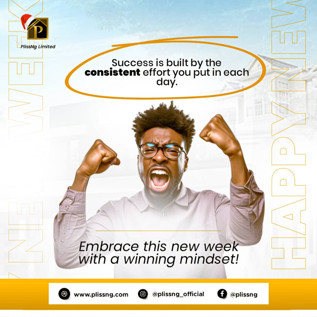 plissng's tweet photo. Small steps today, Giant leap tomorrow.

This week, focus on progress, not perfection. You got this!
Happy New Week.

#Monday #NewWeek #RealEstate #PlissNg https://t.co/05RcS9ClGs