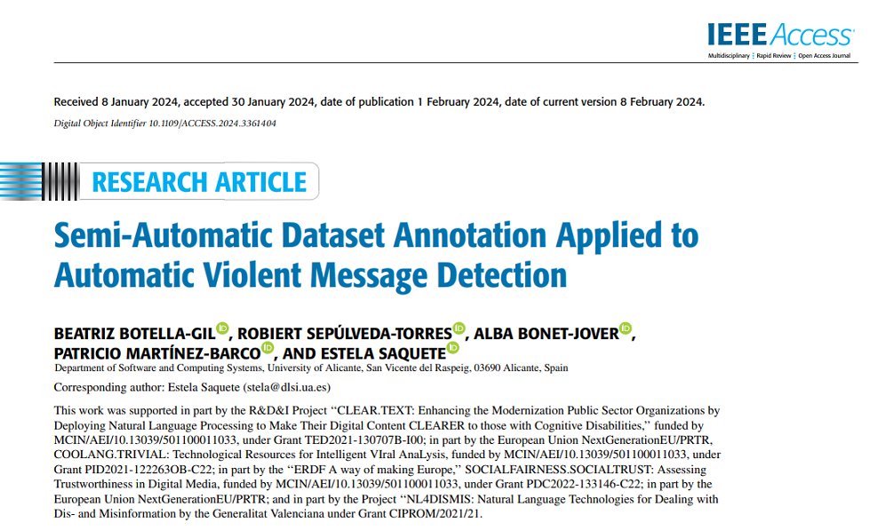 Interesting articulate! #glpsi: The VILLANOS dataset, built with a Human-in-the-Loop semi-automatic annotation method, improves efficiency in detecting violent messages on social media. Annotation time was reduced by 52%, achieving an F1 score of 85.2%. 
👉ieeexplore.ieee.org/document/10418…