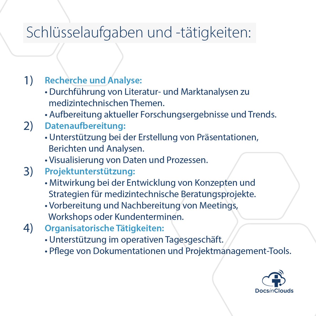 DocsinClouds's tweet photo. Stellenangebot: 𝗔𝘀𝘀𝗶𝘀𝘁𝗲𝗻𝘇 (𝗺/𝘄/𝗱) 𝗳ü𝗿 𝗖𝗼𝗻𝘀𝘂𝗹𝘁𝗶𝗻𝗴🚀

Du suchst eine spannende Herausforderung in den Bereichen Medizin und Technik?

📩 Bewirb dich jetzt!
Per Mail an: bewerbung@docsinclouds.com https://t.co/0Ys0vJhhf6